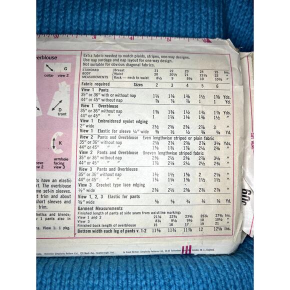 Simplicity 7463 Sewing pattern Girls dress pants shorts 1960s size 4 - Picture 5 of 5